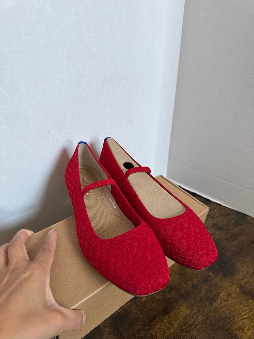 Rothy’s Women’s The Max Square Mary Jane Red Crisp Basketweave Size 10 NEW - Picture 7 of 10